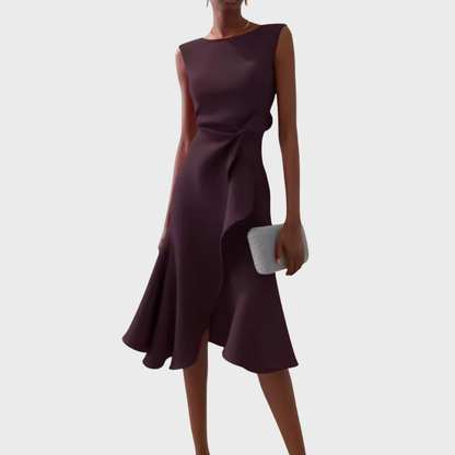 Claire | Draped Asymmetric Mid-Length Dress