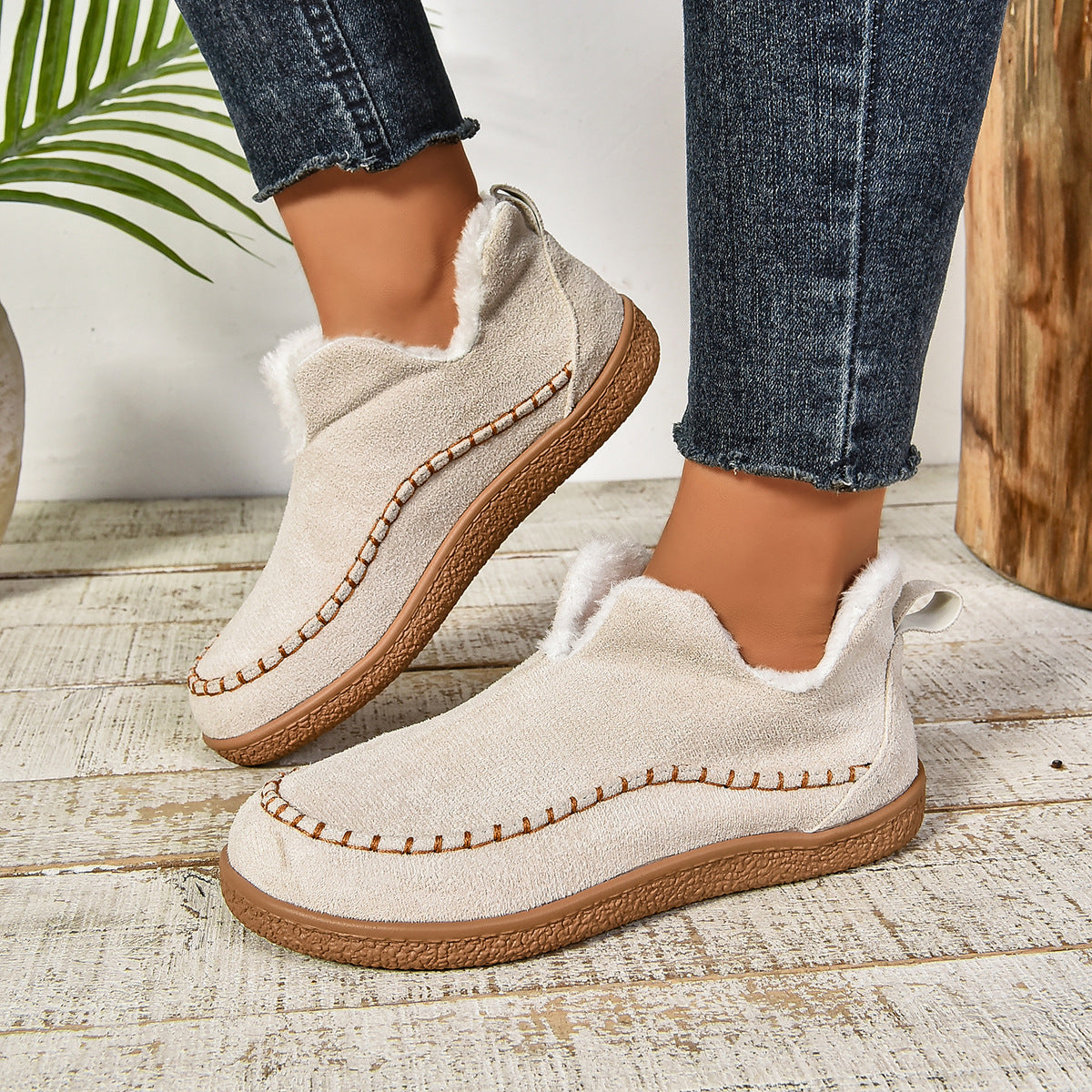 Beverly | Toasty Fur Lined Slip-On Ankle Boots with Anti-slip Thick Sole