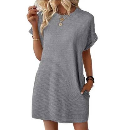 Reagan | Women's Short-Sleeved T-Shirt Short Dress with Pockets