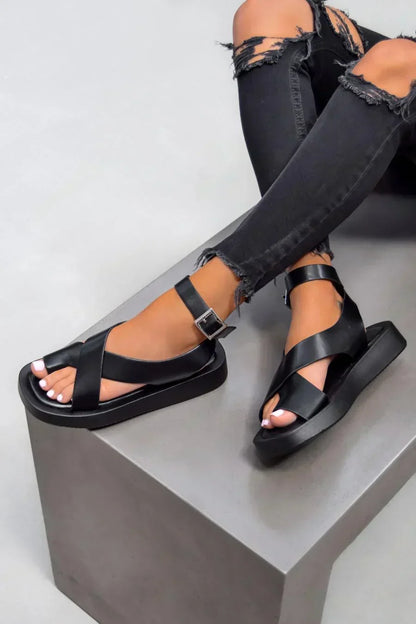 Ashley | Women's Platform Flat Buckle Sandals