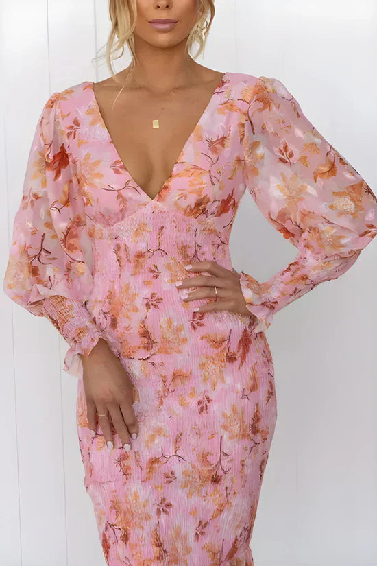 Lauren | Women's Wedding Guest Botanical Dress Evening