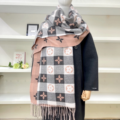 Cindy | Cozy Warm Plaid Double Side Tassel Scarf