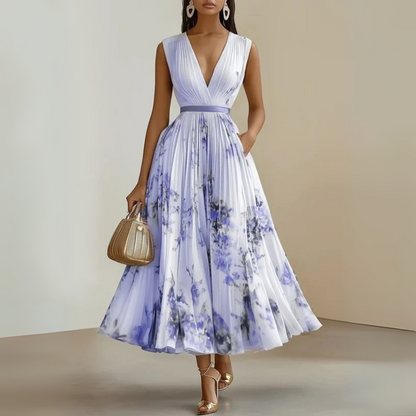 Victoria | Flowy No-Sleeve Summer Maxi Dress