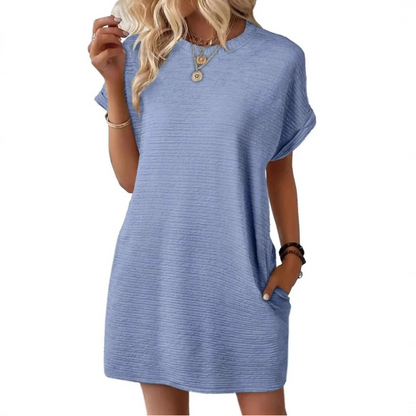 Violet | Women's Crew Neck Short-Sleeved T-Shirt Short Dress