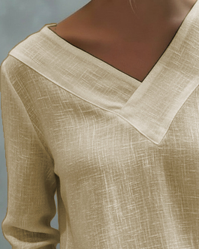 Nadia | Women's Asymmetric V-Neck Long Sleeve Top