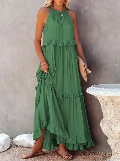 Serenity | Refined No-Sleeve Dress with Ruffles