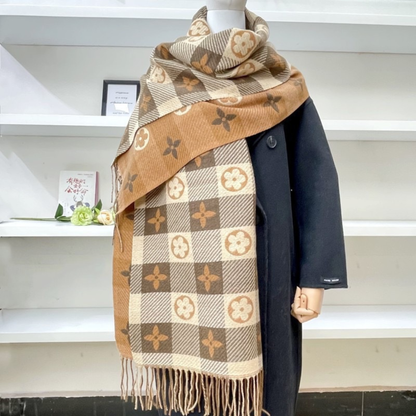 Cindy | Cozy Warm Plaid Double Side Tassel Scarf