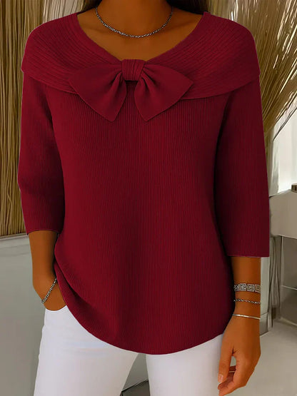 Beatrice | Women's Sweater with Bow and Round Neckline
