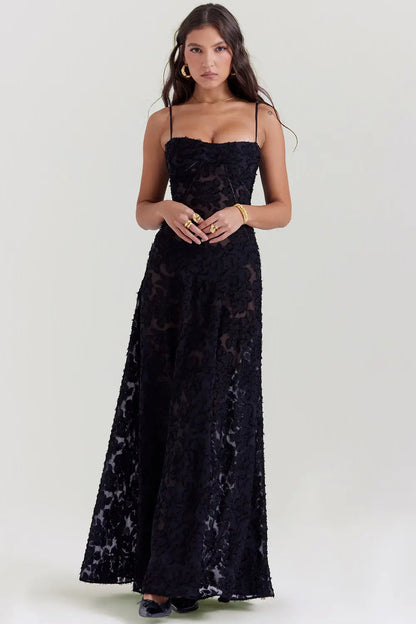 Elena | Long Summer Dress with Open Back and Adjustable Straps
