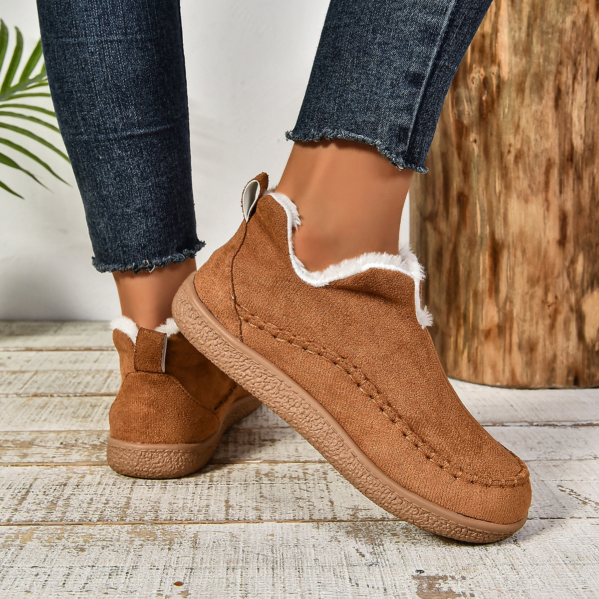 Beverly | Toasty Fur Lined Slip-On Ankle Boots with Anti-slip Thick Sole