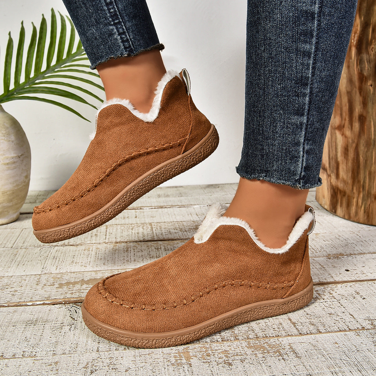Beverly | Toasty Fur Lined Slip-On Ankle Boots with Anti-slip Thick Sole