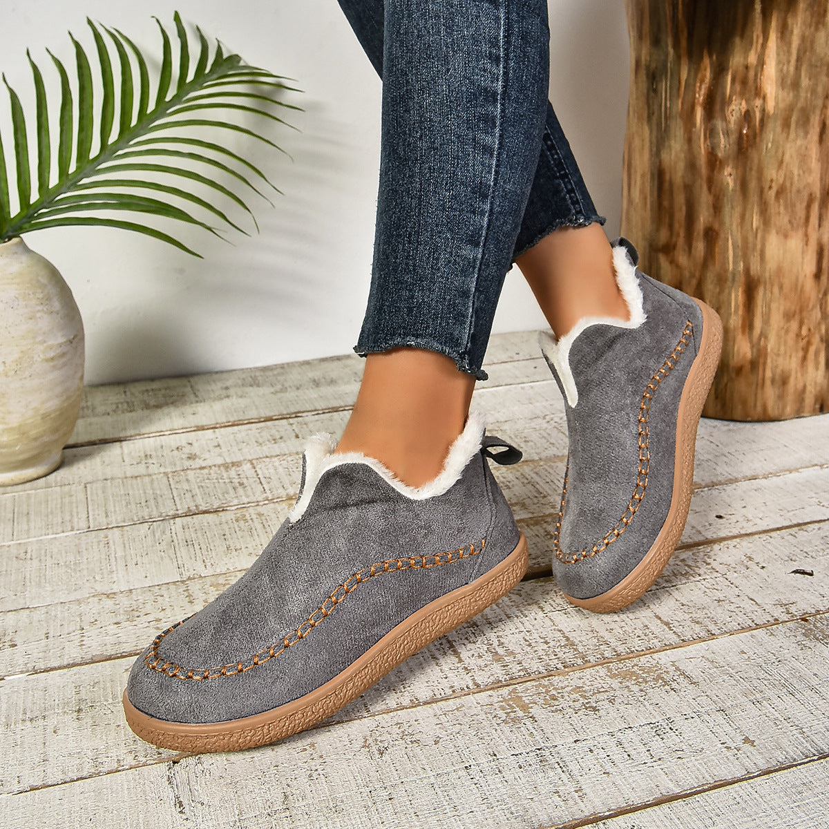 Beverly | Toasty Fur Lined Slip-On Ankle Boots with Anti-slip Thick Sole