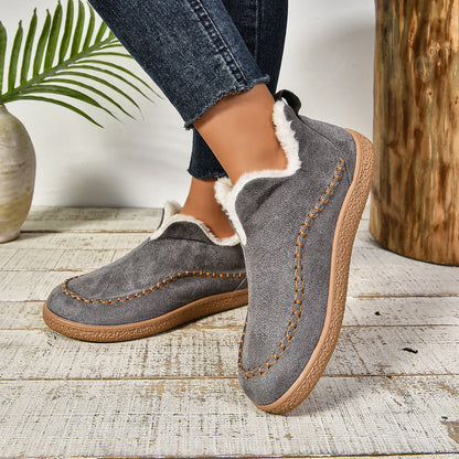 Beverly | Toasty Fur Lined Slip-On Ankle Boots with Anti-slip Thick Sole