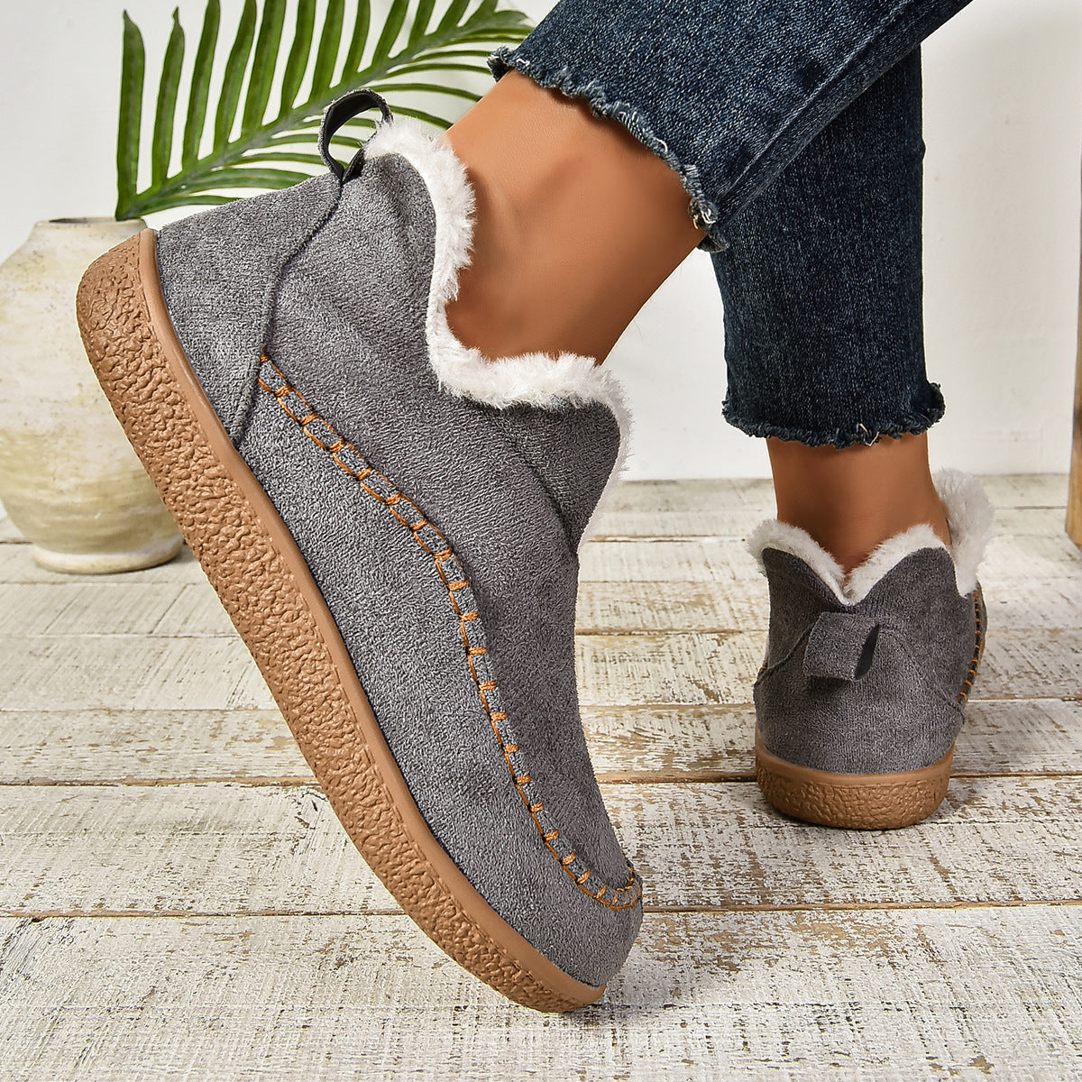 Beverly | Toasty Fur Lined Slip-On Ankle Boots with Anti-slip Thick Sole