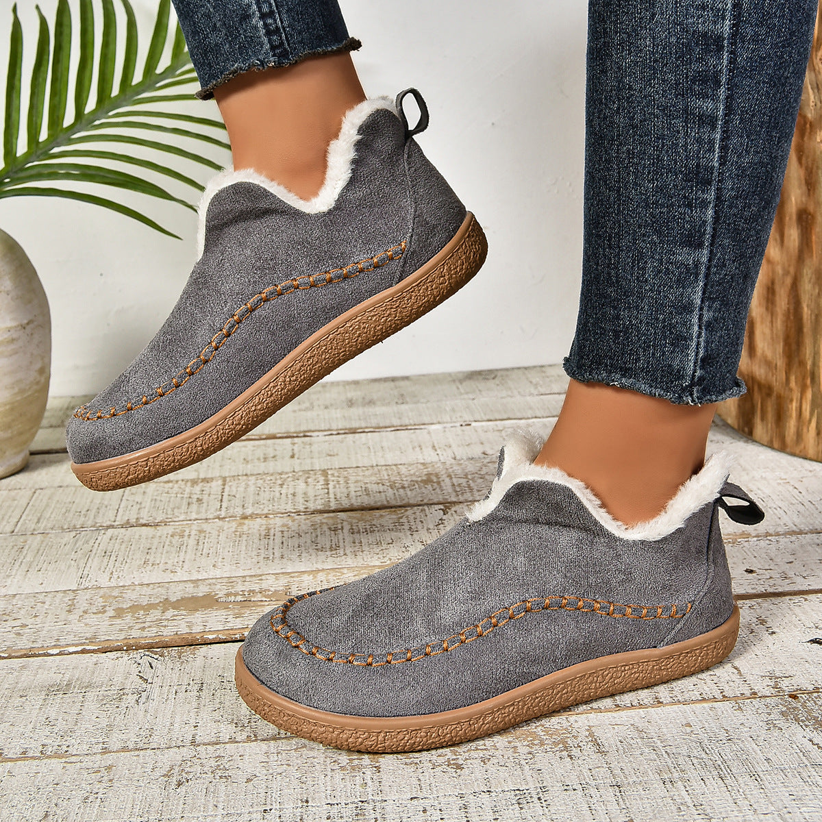 Beverly | Toasty Fur Lined Slip-On Ankle Boots with Anti-slip Thick Sole