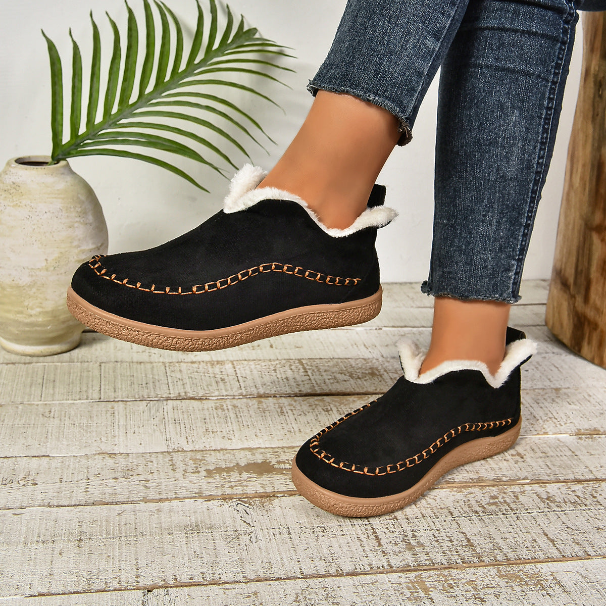 Beverly | Toasty Fur Lined Slip-On Ankle Boots with Anti-slip Thick Sole