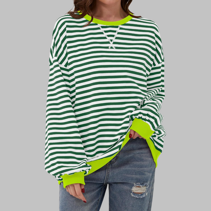 Penelope | Women's Striped Crewneck Long Sleeve Oversized Sweatshirt