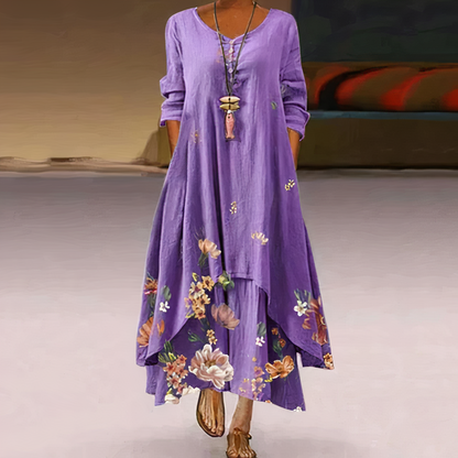 Stephanie | Women's Floral Print Full Sleeve Loose Maxi Dress
