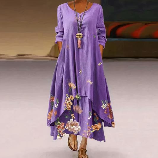 Stephanie | Women's Floral Print Full Sleeve Loose Maxi Dress