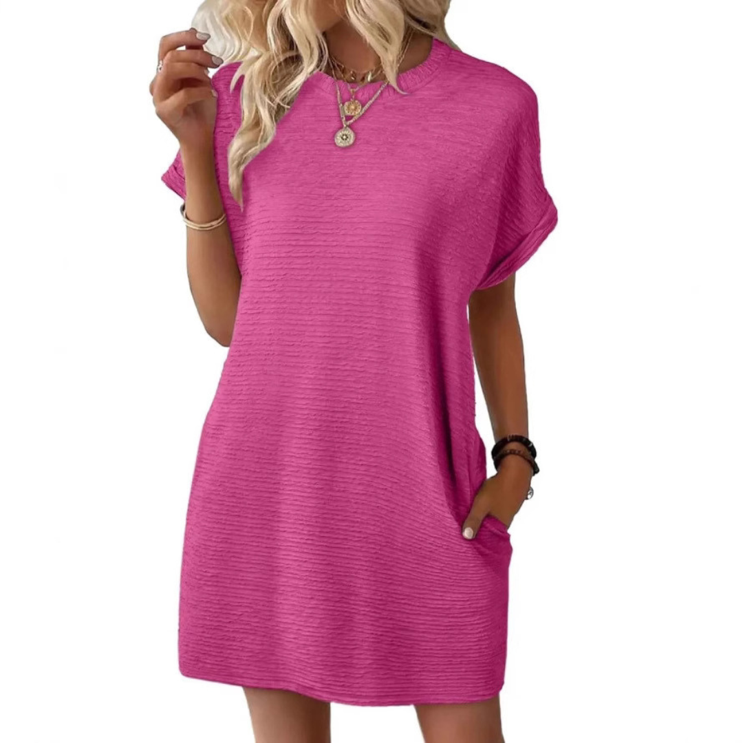 Reagan | Women's Short-Sleeved T-Shirt Short Dress with Pockets