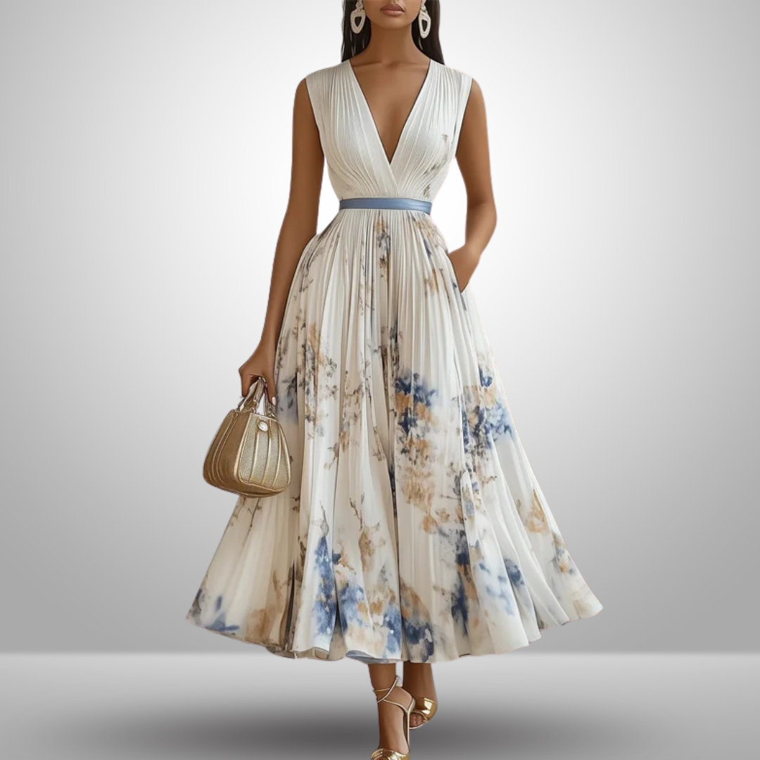 Victoria | Flowy No-Sleeve Summer Maxi Dress