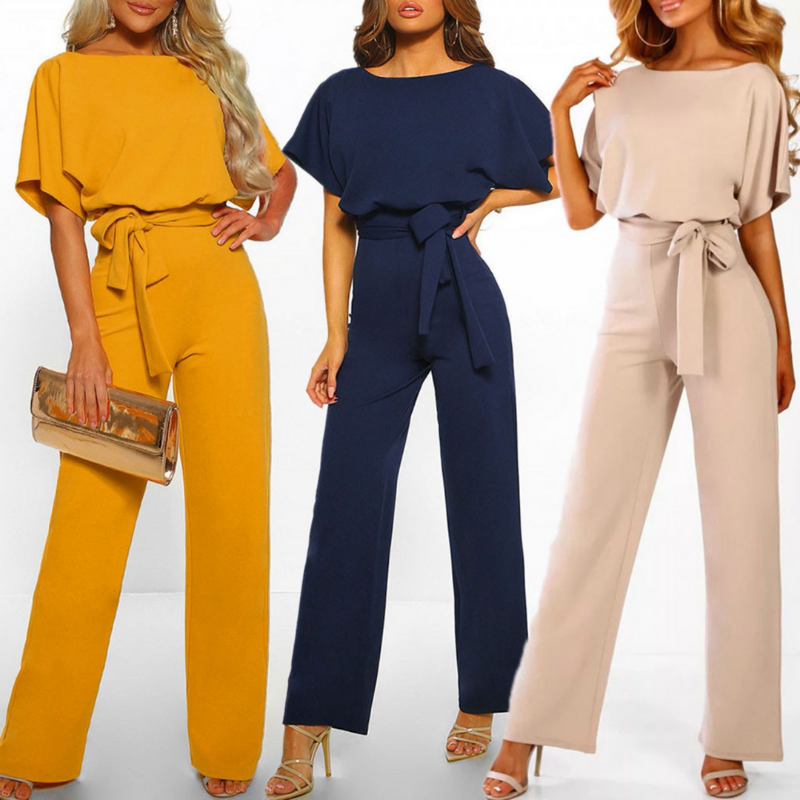 Victoria | Women's Belted Wide-Leg Jumpsuit Batwing Sleeve Refined
