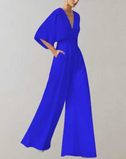 Camila | Women's Wide-Leg Jumpsuit V-Neck Batwing Sleeve Occasion