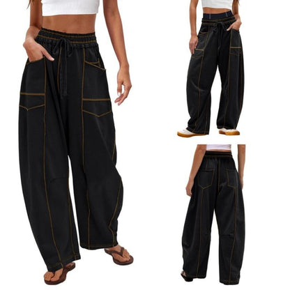 Andrea | Women's Wide Leg Cargo Pants High Waist Drawstring