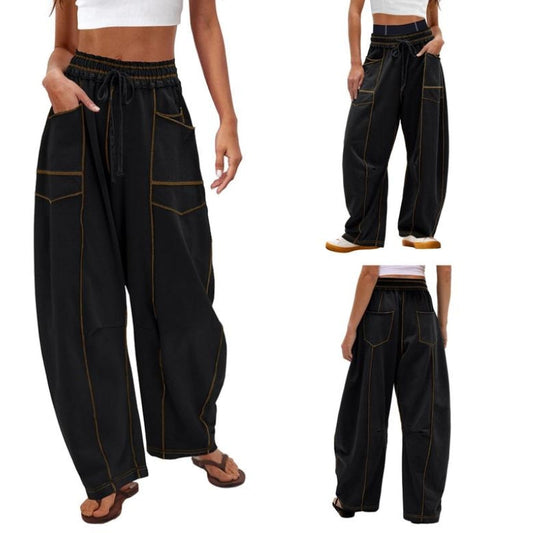 Andrea | Women's Wide Leg Cargo Pants High Waist Drawstring