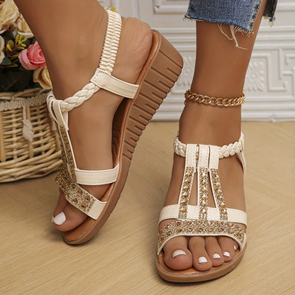 Isabella | Women's Rhinestone Woven Sandals
