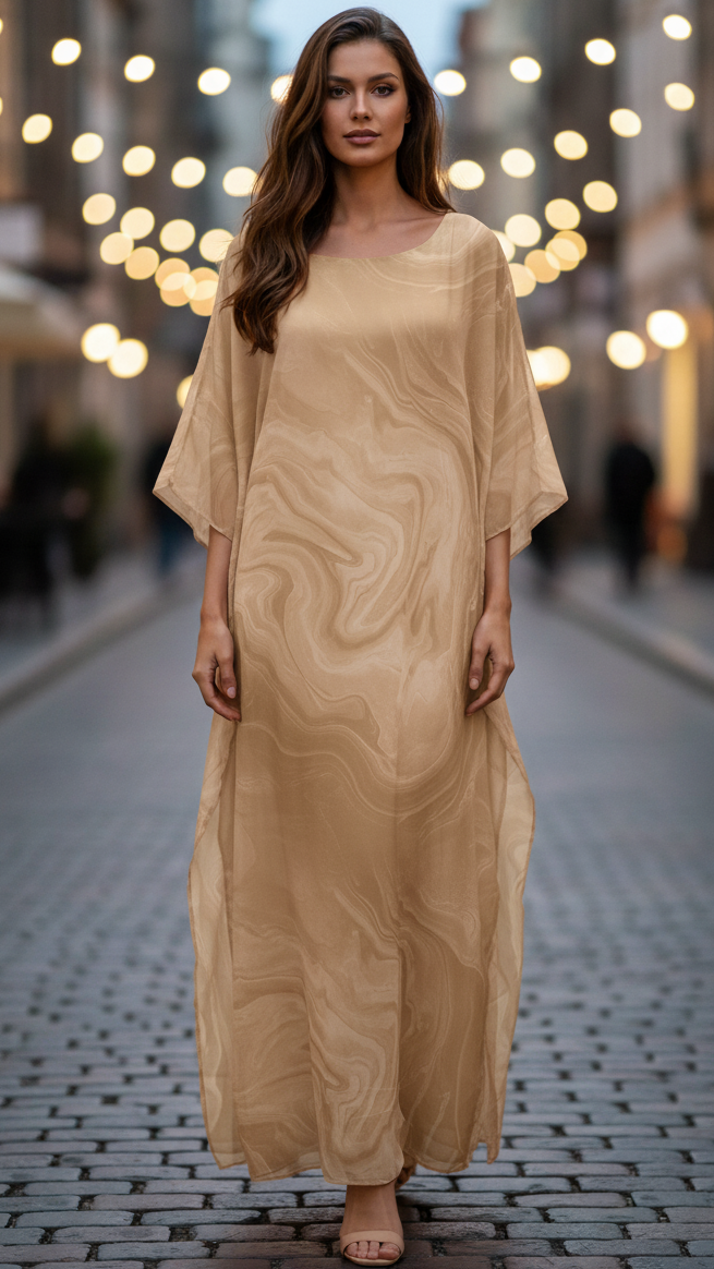 Quinn | Women's Chiffon Kaftan Maxi Dress Batwing Sleeve Occasion