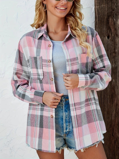 Beatrice | Women's Oversized Plaid Flannel Button-Down Shirt