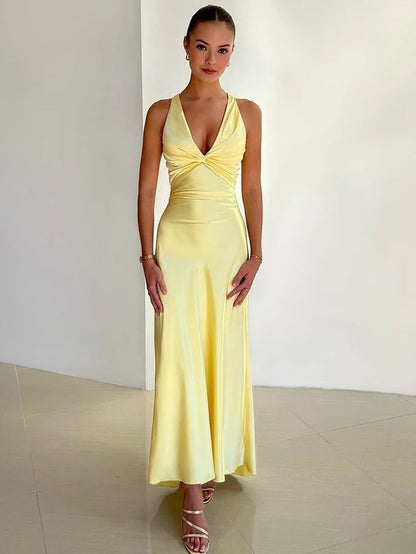 Stephanie | Women's Wedding Guest V-Neck Maxi Dress