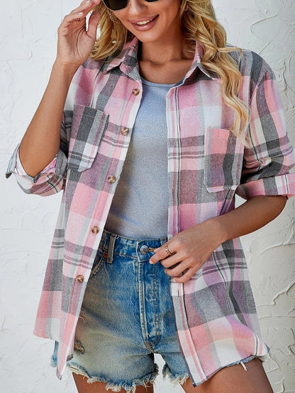 Beatrice | Women's Oversized Plaid Flannel Button-Down Shirt