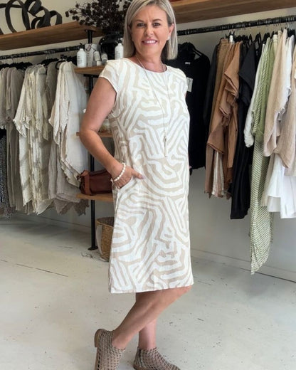 Naomi | Summer Dress with Round Neck and Refined Print