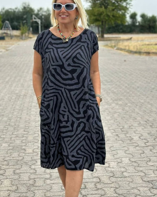 Naomi | Summer Dress with Round Neck and Refined Print