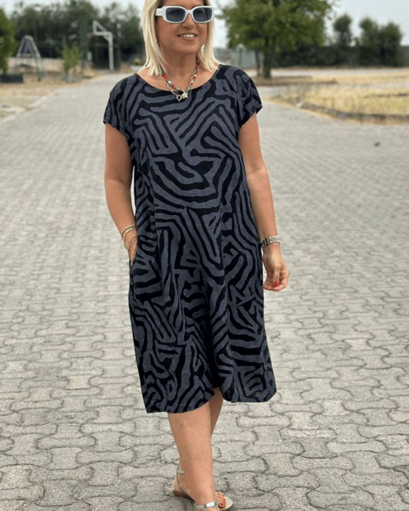 Naomi | Summer Dress with Round Neck and Refined Print