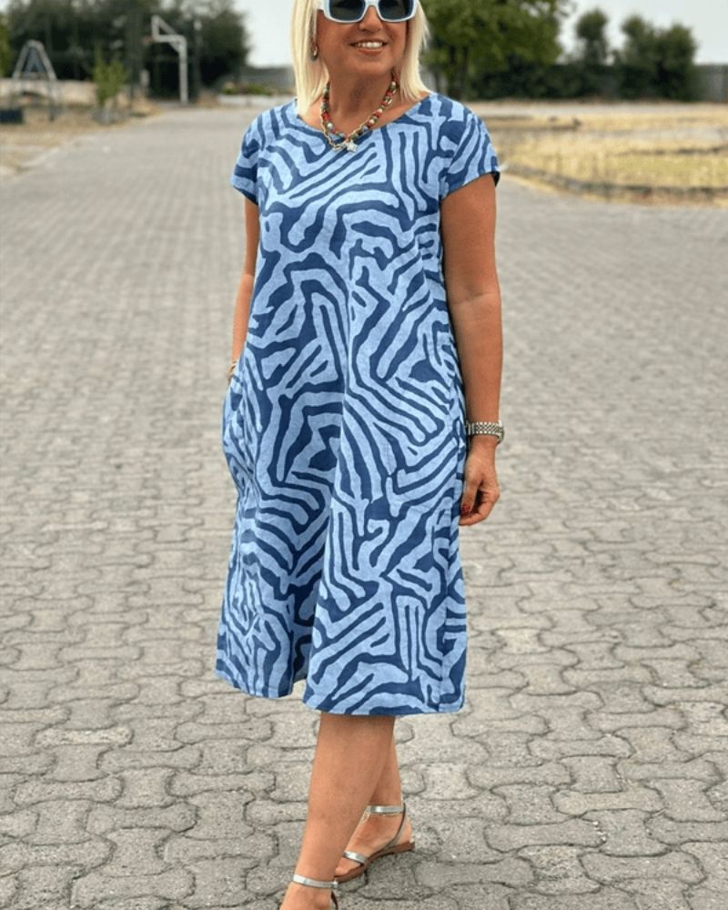 Naomi | Summer Dress with Round Neck and Refined Print