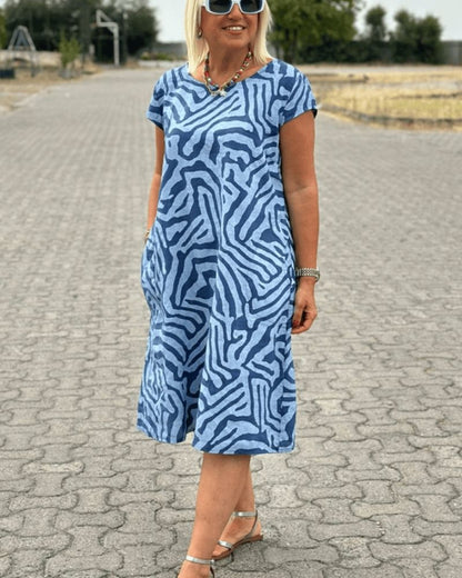 Naomi | Summer Dress with Round Neck and Refined Print