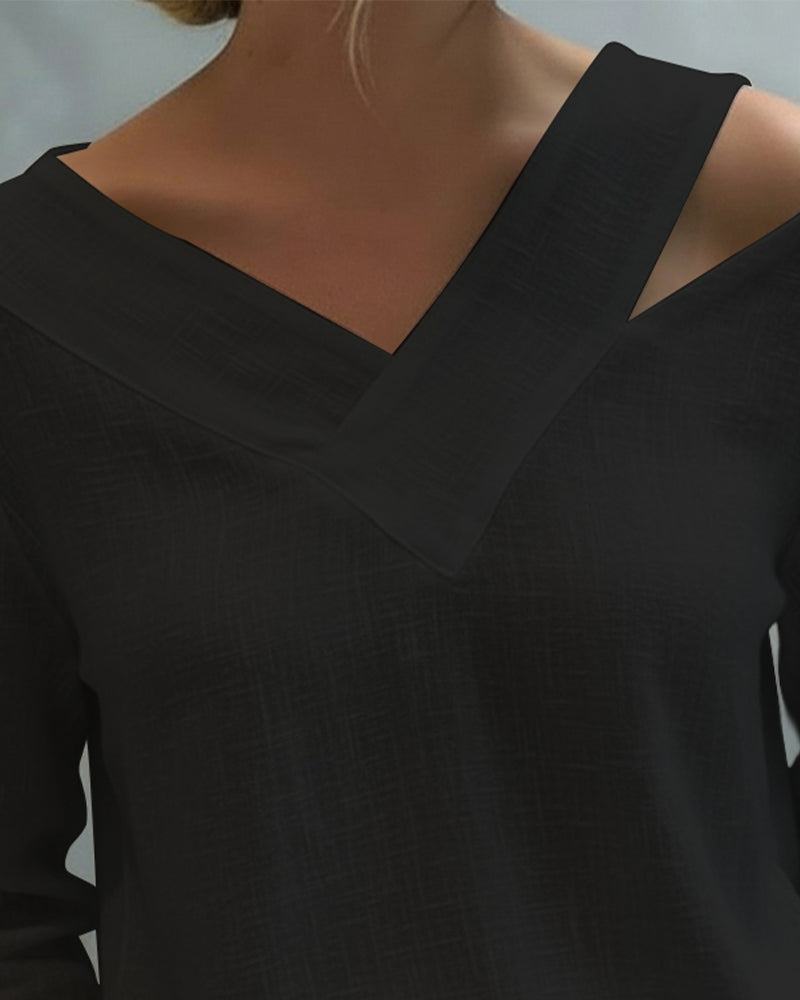 Nadia | Women's Asymmetric V-Neck Long Sleeve Top