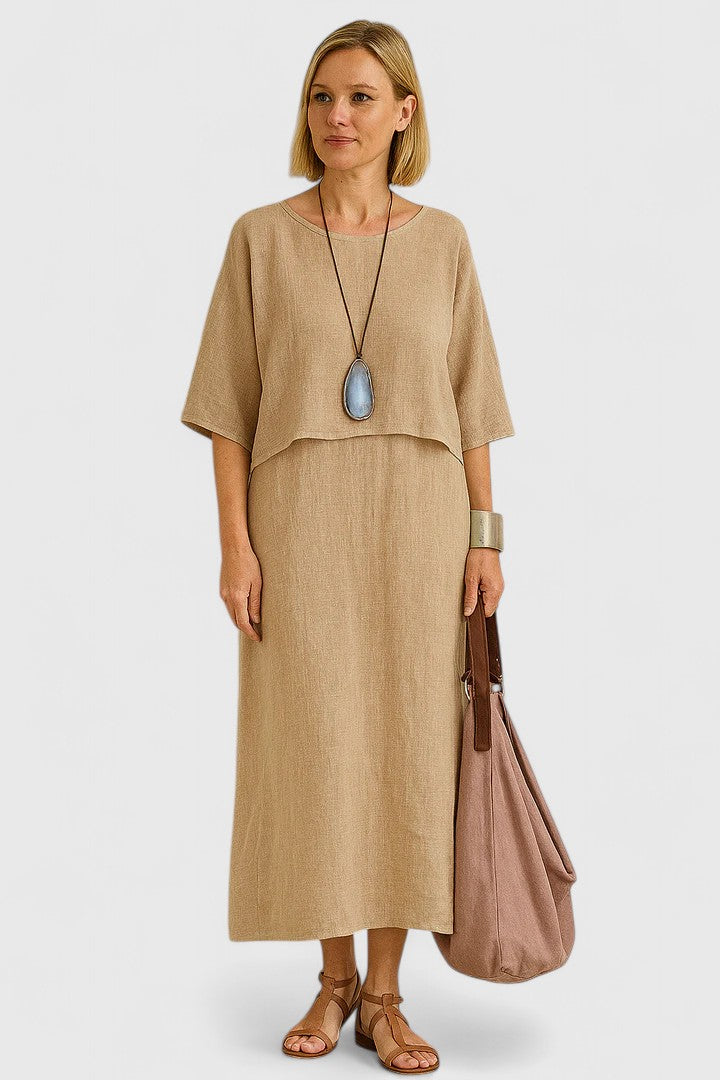 Layla | Women's Two-Piece Set Maxi Dress & Short-Sleeved Top