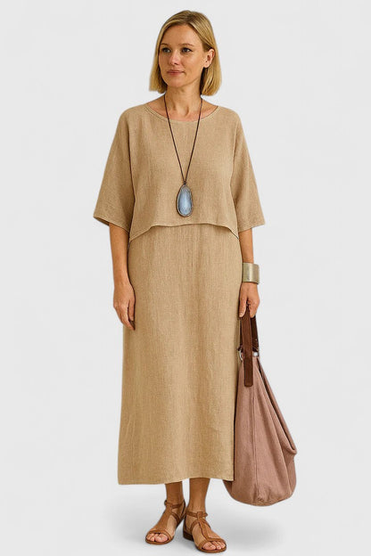 Layla | Women's Two-Piece Set Maxi Dress & Short-Sleeved Top