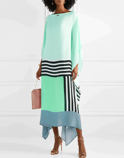 Sandra | Women's Caftan Dress Geometric Print Batwing Sleeve Maxi Dress