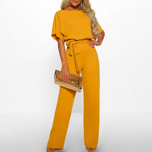 Victoria | Women's Belted Wide-Leg Jumpsuit Batwing Sleeve Refined