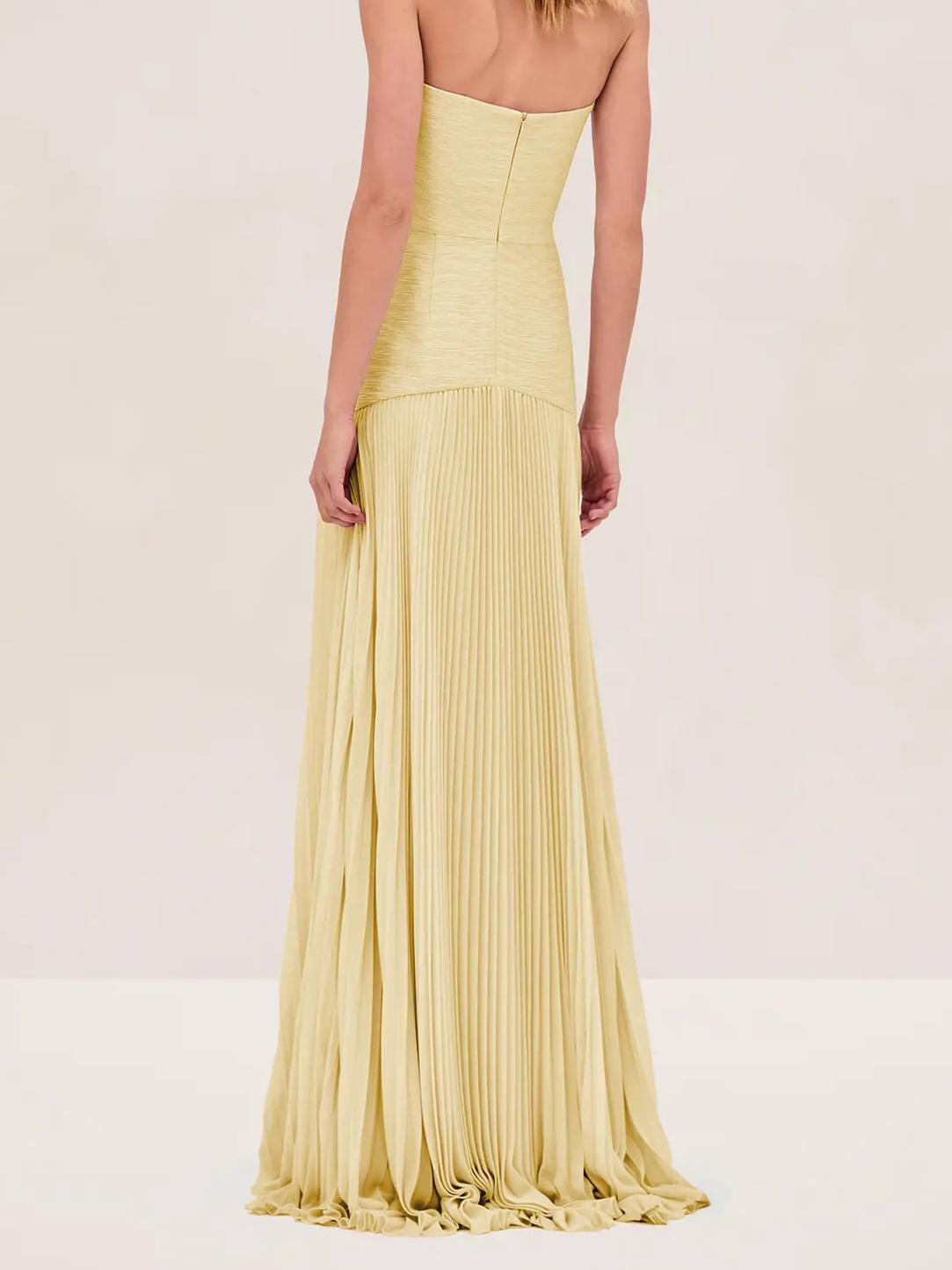 Cassidy | Women's Strapless Pleated Maxi Dress Occasion Evening Gown