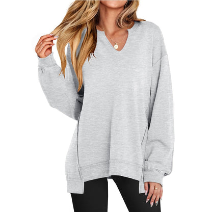 Maggie | Women's Oversized V-Neck Sweatshirt Tunic Long Sleeve