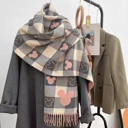 Cindy | Cozy Warm Plaid Double Side Tassel Scarf