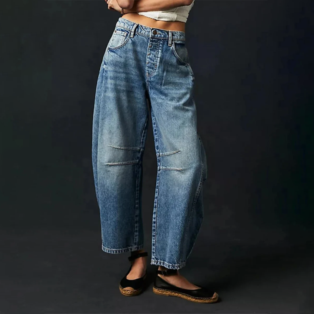 Wren | Women's High Waist Barrel Leg Jeans Easygoing Fit Denim