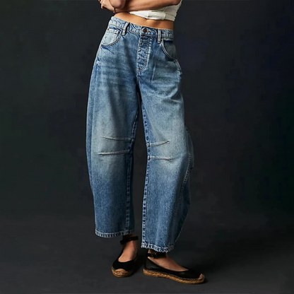 Wren | Women's High Waist Barrel Leg Jeans Easygoing Fit Denim