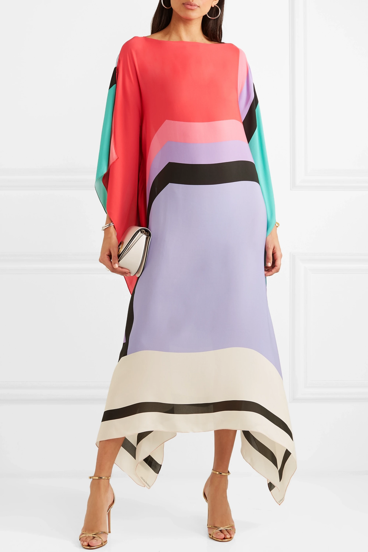 Sandra | Women's Caftan Dress Geometric Print Batwing Sleeve Maxi Dress